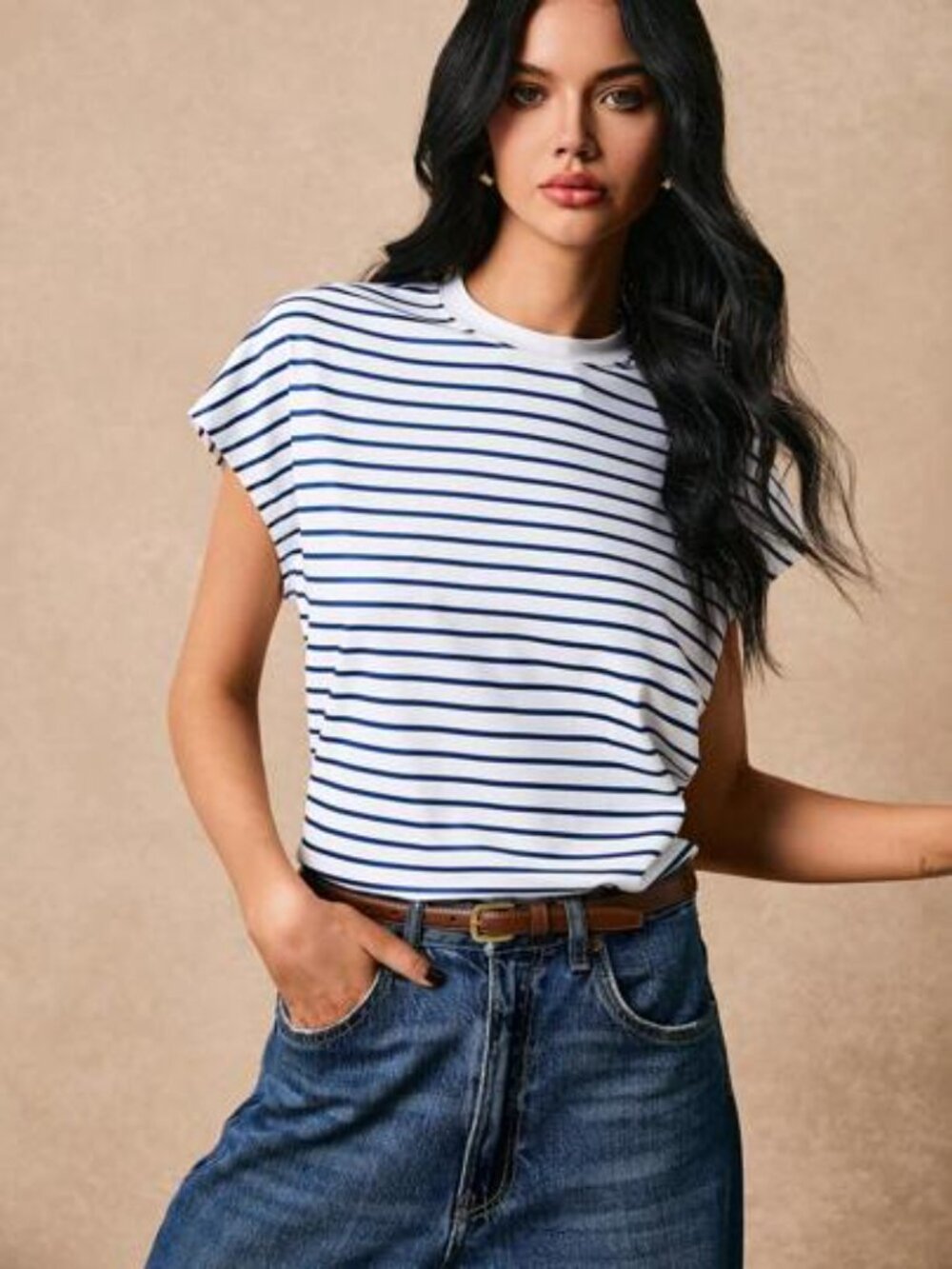 Shein Striped Boxy Oversized Muscle Tee 4X